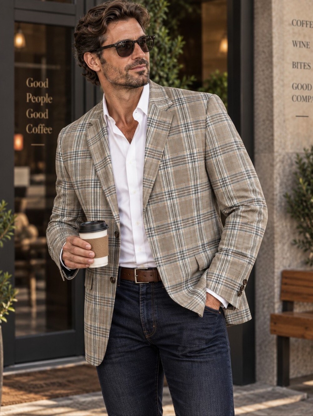 Tasso Elba Men's XL Plaid Cotton Blazer Sport Coat Preppy Ivy Business Casual